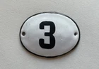 Vintage Enamel Porcelain Locker Number 3 Door Sign