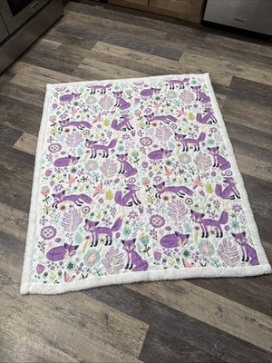 Pixie Fox Throw Blanket Quilted 50x60 Reversible Quilt Kid Gift Sherpa Purple