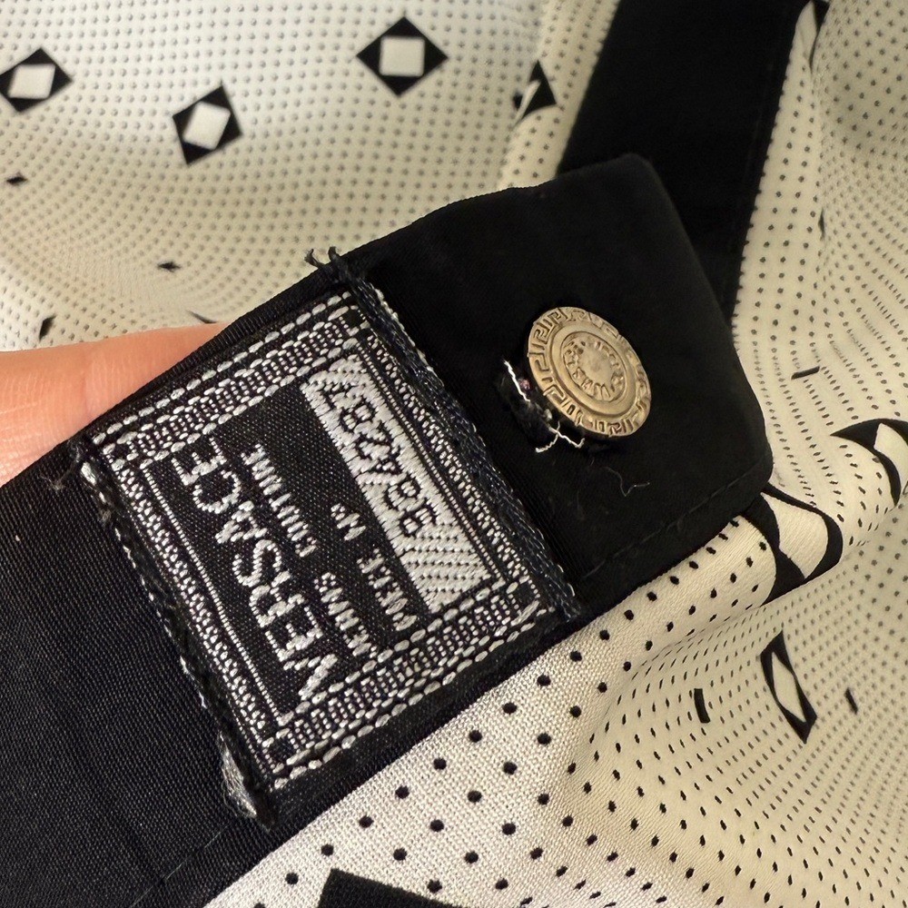 Vintage 90s Versace Patterned Button Down Blouse … - image 7