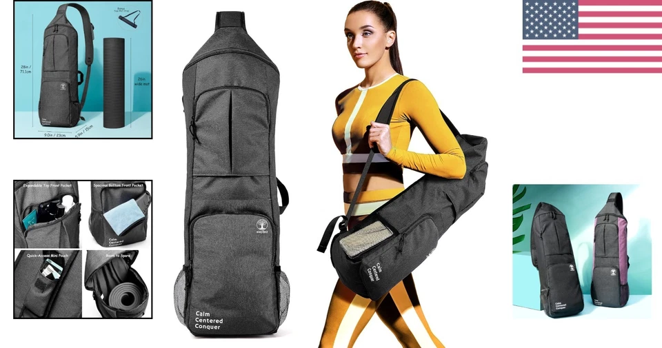 Mochila Estera de Yoga Manos Libres - Bolsillos Grandes y Correa Ajustable para Vida Activa Foto 2 de 4