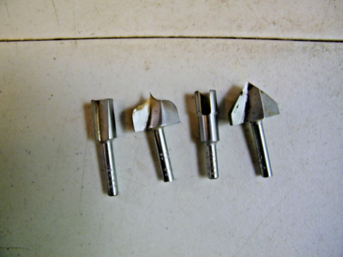 Craftsman Router Bits Carbide & Steel 1 Lot 4 pcs 1/2, 7/8, 9/32 & 1/2