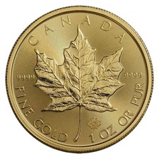 1 oz Gold Maple Leaf Coin $50 BU - Random Year - Royal Canadian Mint .9999 Gold 5406.78 per troy oz