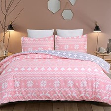 Soft Brushed Microfiber Duvet Cover Set with Zipper Closure and Queen Pink