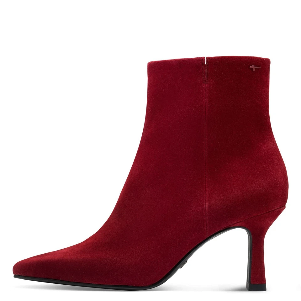 Botines Elegantes Para Mujer En Ante Rojo Tacón Medio 7 Cm TAMARIS - Imagen 2 de 4