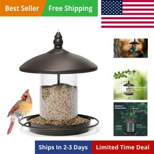 Metal Roof Bird Feeder - Chew Proof for Outdoor Hanging Wild Bird Seeds. Bronze