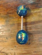 Vintage Maraca s Mexican - Double Sided 15 Inch w/wooden handle Very Rare
