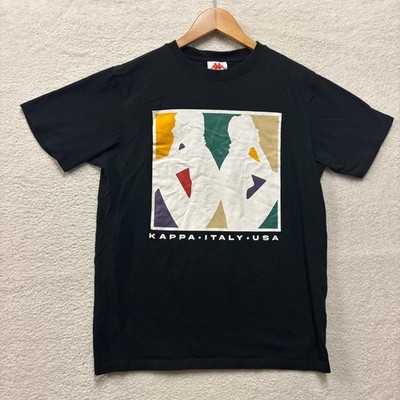 Kappa Graphic Tee Shirt Mens S Black Italy USA Abstract Omini Logo Streetwear