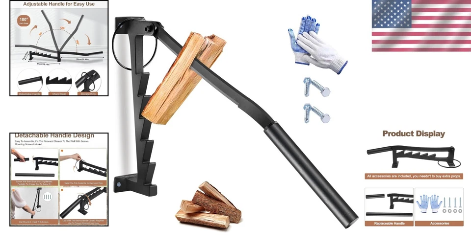 Portable Kindling Wood Splitter with Non-Slip Gloves - 2 Handles Included - Image 2 of 4