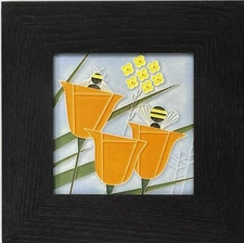 Motawi Tileworks 6x6 Coming & Going - Framed In Motawi Ebony 