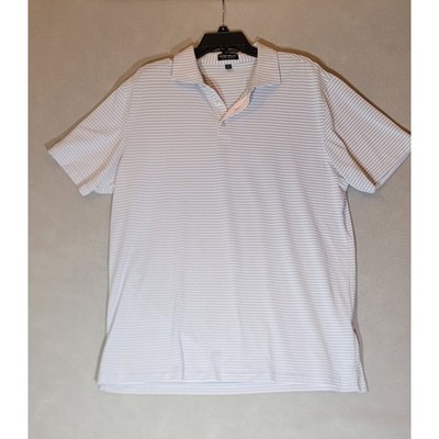 Peter Millar Crown Crafted Polo Shirt XL Light Blue Pink Stripe Luxury Slim Fit