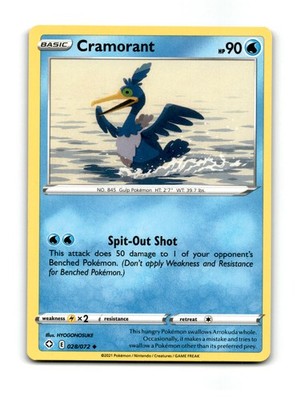 Cramorant 028/072 Uncommon Shining Fates Pokemon LP ~21592