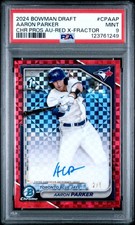 2024 Bowman Draft Chrome #CPAAP Aaron Parker Auto Red X-Fractor #/5 PSA 9