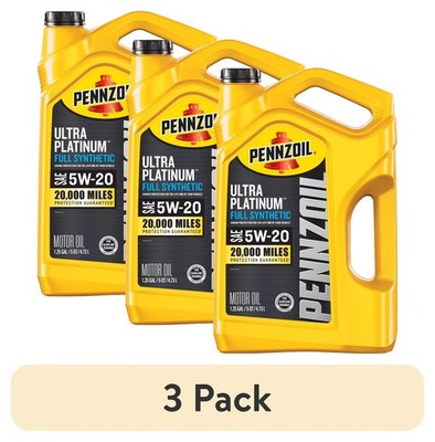 (3 pack) Pennzoil Ultra Platinum Full Synthetic 5W-20 Motor Oil, 5 Quart