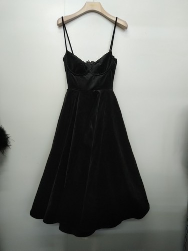 Abito midi CASA DI CB 'Mademoiselle' nero velluto tulle S 8/10 A-C 4032 - Foto 8 di 15