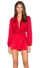 Zimmermann Playsuit Sueded Silk Wrap Size 1 / AU 10/ US 6/ Int S Red Romper Belt