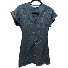 Veronica Beard Women’s Black Archie Eyelet Applique Mini Dress. Sz 2￼