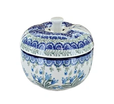 Blue Rose Polish Pottery Tulip Bouquet Apple Baker