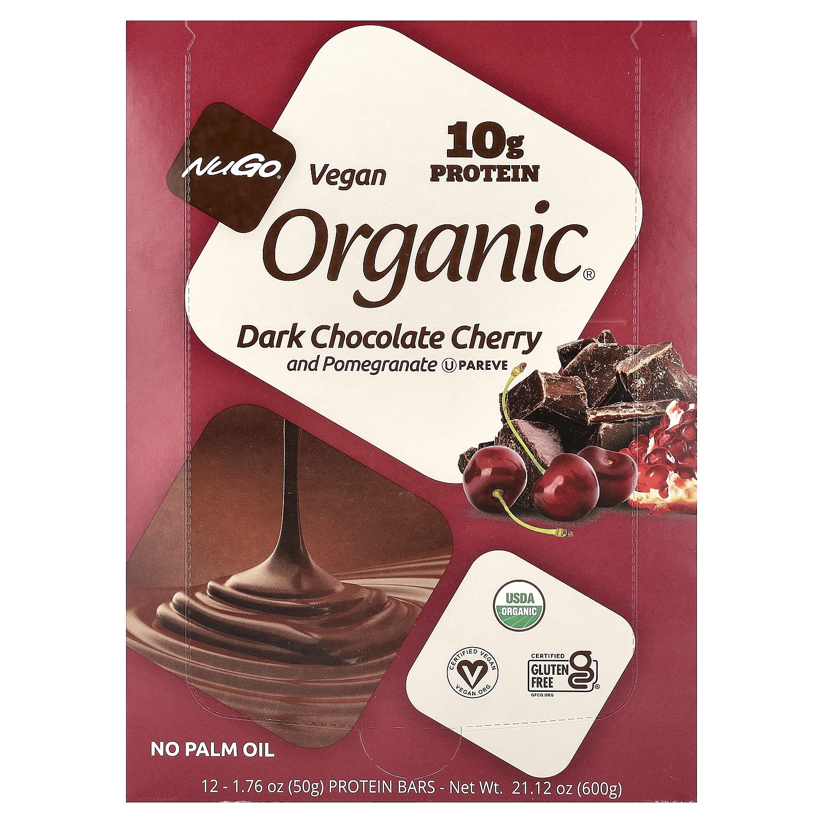 Organic Protein Bars Dark Chocolate Cherry and Pomegranate 12 Bars 176 oz 5490₽