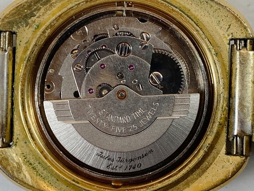Vintage JULES JURGENSEN 1740 Automatic Watch. Day Date 25 Jewels Gold Tone - Picture 8 of 18