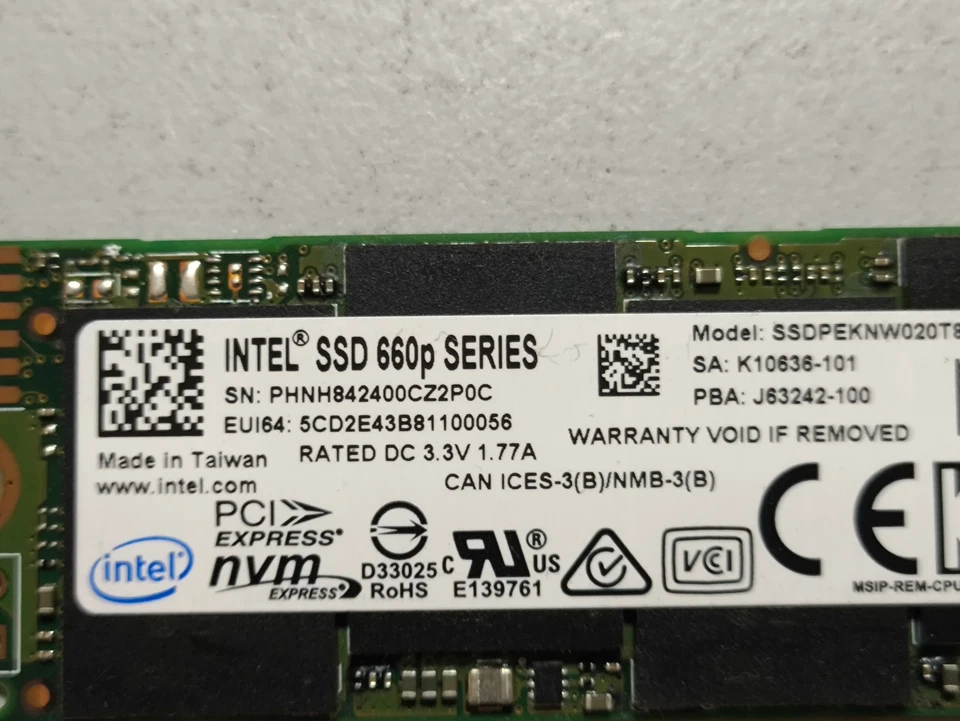 Intel 660p Nvme SSD - 2TB - M.2 2280 / M-Key / PCIe 3.0 x4 Festplatte - Bild 3 von 4