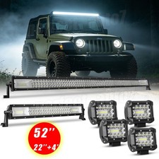 52 Inch Led Light Bar 22 4 Pods Combo Kit For Jeep Wrangler Jk Tj Yj Cj