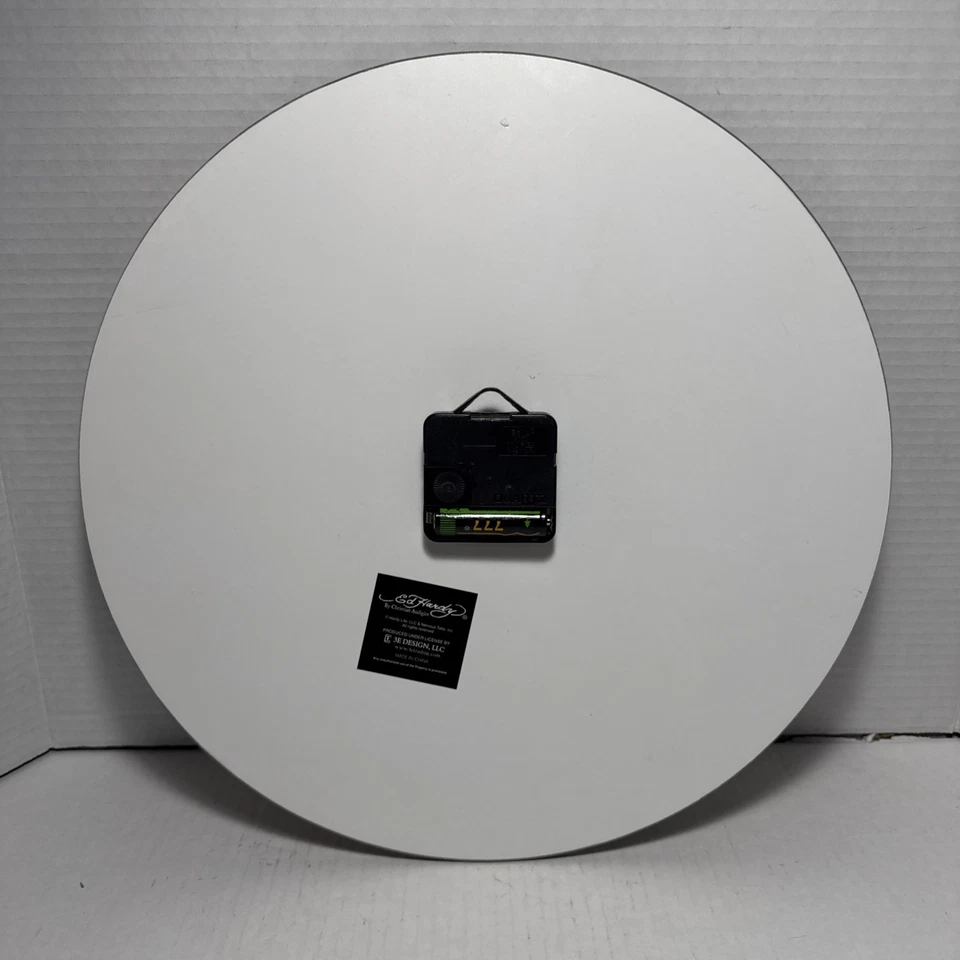 ED HARDY by Christian Audigier Flower Skull Glass Wall Clock 14" PREOWNED - Image 2 of 4