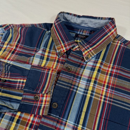Arrow 1851 Mens Medium Plaid Button Down Shirt Preppy Classic Colorful Trendy