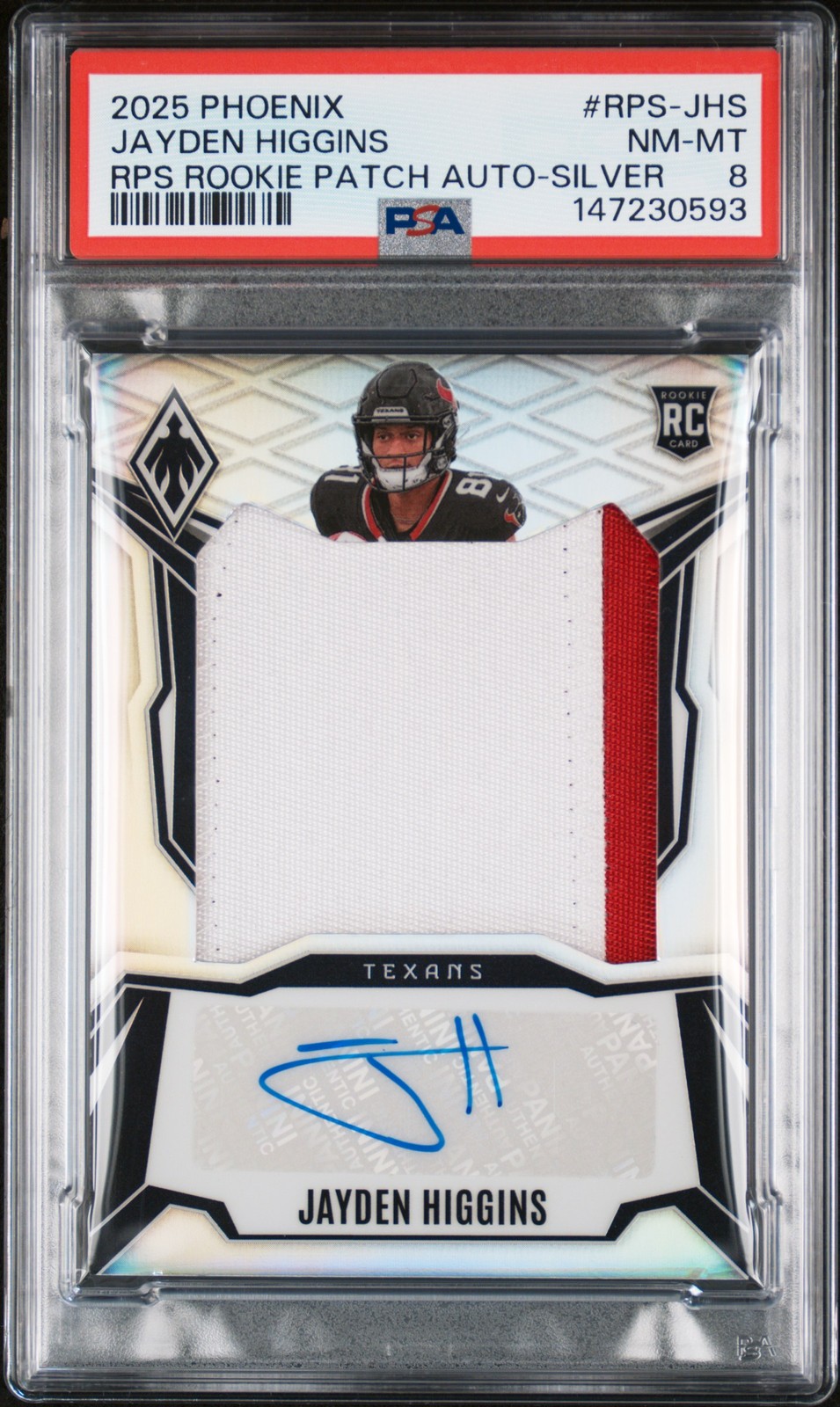 Jayden Higgins Panini Phoenix Rps Rookie Patch Autographs #RPSJHS Silver