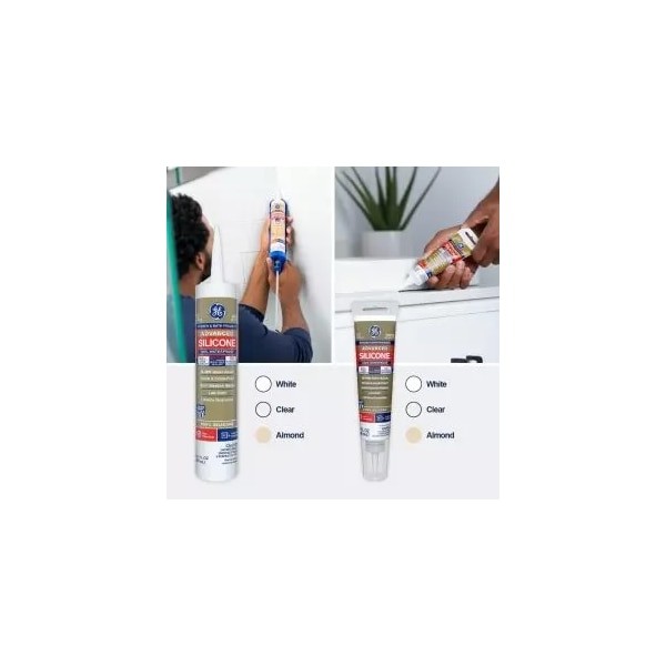 Ge 2812563 Silicone Sealant, 3 Oz, Tube, Clear, Silicone Base, Advanced Silicone