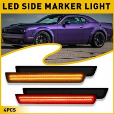 2015-2022 For Dodge Smoked Challenger Lens Side Marker Lights LED Front+Rear J