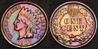 1907 Indian Head One 1 Cent Rainbow Toning (56-35)