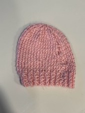 Hand-Knit Pink Baby Beanie Hat