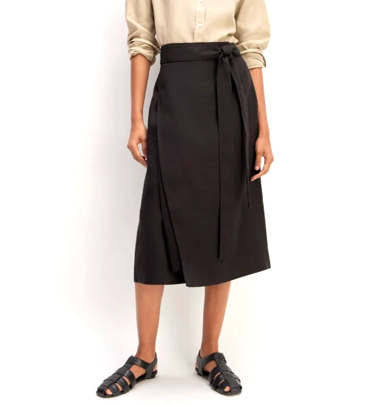 NEW Everlane women size 4 The Linen Wrap Midi Skirt 100% European Flax Black tie
Opens in a new wind