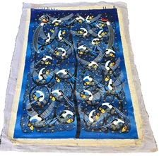 Birds Chatter Blue Original Tinga Tinga East African oil painting on canvas