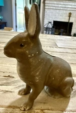 VINTAGE Cast Iron BROWN BUNNY STILL BANK 4 5/8" AC WILLIAMS