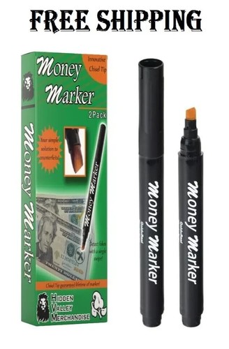 Money Marker (2 Counterfeit Pens) - Counterfeit Bill Detector Pen with Upgraded