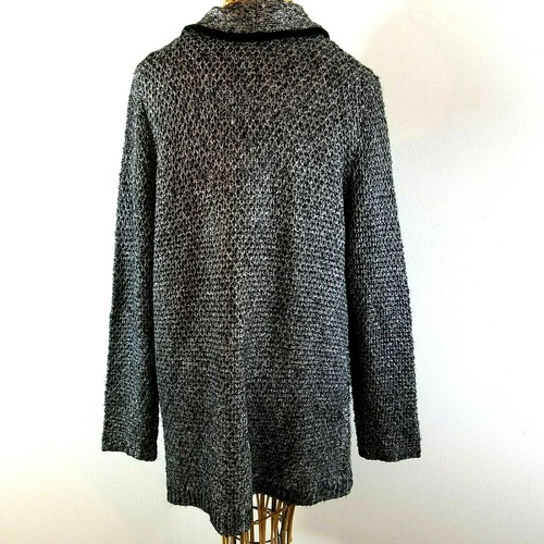 Marc New York Womens Cardigan Size Medium Long Sleeve Sweater Faux Leather Trim - Picture 7 of 10