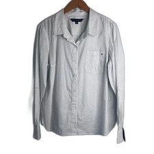 Tommy Hilfiger 100 Cotton Long Sleeve Button Front Dress Shirt Sz LG