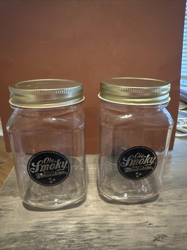 2 Ole Smoky Mountain Tennessee Moonshine 750ml Kunststoff Gläser mit festen Deckeln Neu