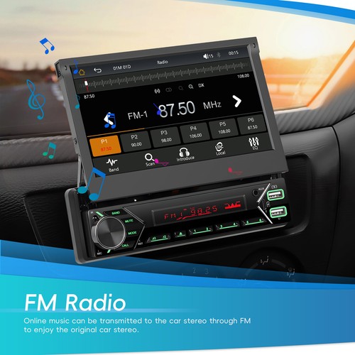 DAB+ 7" 1 DIN Eléctrico Flip Out Radio Coche BT Apple Carplay Android Cámara Coche - Imagen 12 de 23