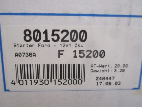 Ford Sierra Scorpio 1.6 1.8 2.0 Anlasser Starter 1.0kw 10-Zähne NEU orig. ISKRA - Picture 11 of 12