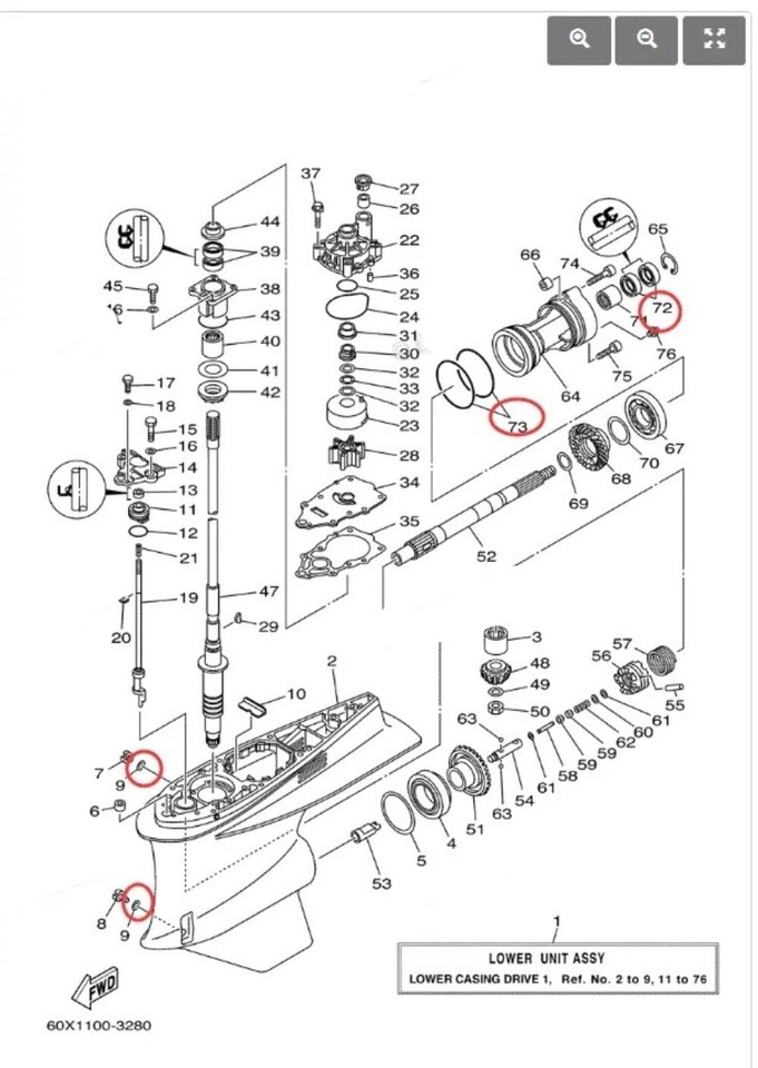 Yamaha Outboard Lower Unit Oil Seal 9310130002 Oring 9321104384