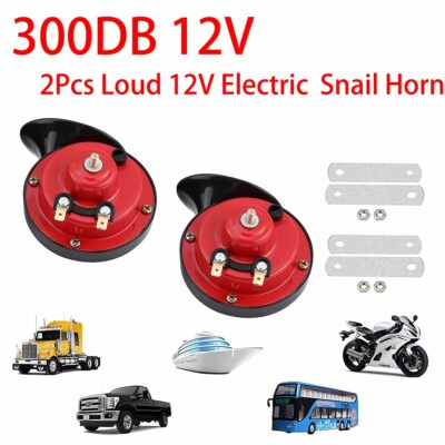 1Pair 300DB 12V Electric Super Train Snail Horn For Truck Car Boat Motorcycle US