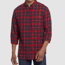 Weatherproof Vintage Men's Red Plaid Antique-Like Flannel Shirt Size L