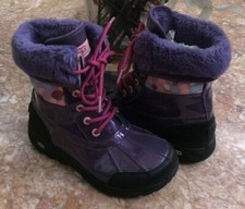 UGG Kids Butte II Purple UGGpure Wool Lined Waterproof Boots 1005581K Sz 4 EUC