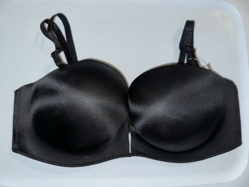 VICTORIA SECRET 38C BOMBSHELL Add-2-Cups PUSH-UP STRAPLESS BRA BLACK NWOT