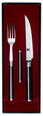 KAI Shun Damast Besteck Steakmesser + Gabelset DM-0907