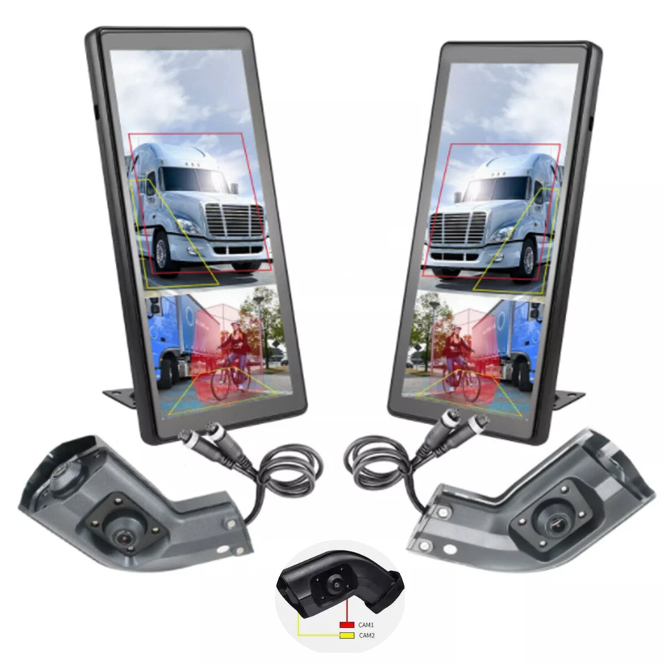 IPOSTER 10.36" Monitor R L Side Electronic Rear View Mirror Camera For Side Blind Areas