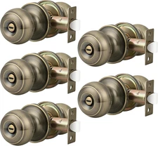 Privacy Door Knobs Lock Interior Bedroom Bathroom Door Handle Antique Brass R...