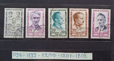 série timbres france oblitérés 1959  n° 1198 1199 1200 1201 1202